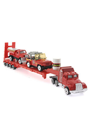 Kız Erkek Çocuk Oyuncak Die Cast Metal Tırlı ve Küreme Kamyonlu İtfaiye Seti Kız Erkek Çocuk Oyuncak