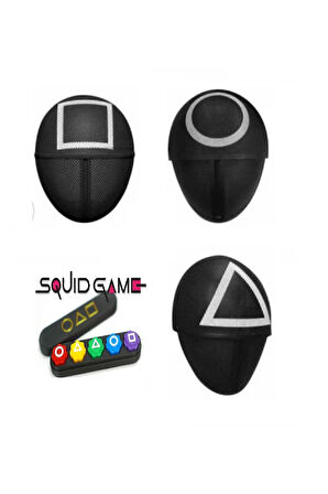 Kız Erkek Çocuk Eğlenceli Oyuncaklar Squid Game Kalamar Oyunu Yüz Maskeleri Kare Üçgen Daire ve Beşt