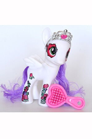 Kız Erkek Çocuk Eğlenceli Oyuncaklar Happy Horse Karakter Ve Tac Tarak Seti Beyaz