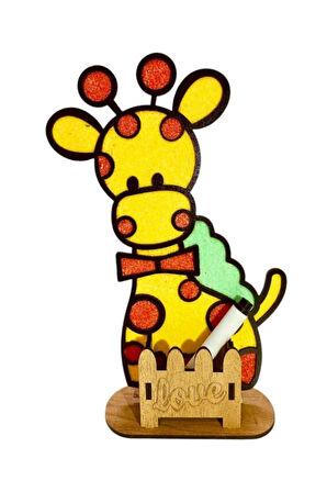 Kız Erkek Çocuk Eğlenceli Oyuncaklar Zürafa Ahşap Tuz Boyama Oyunu : Boya Ve Masa Üstüne Biblo Yap