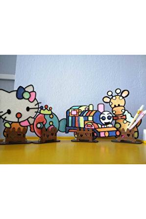 Kız Erkek Çocuk Eğlenceli Oyuncaklar Zürafa Ahşap Tuz Boyama Oyunu : Boya Ve Masa Üstüne Biblo Yap