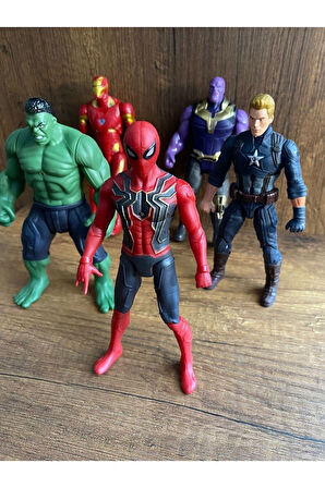 Kız Erkek Çocuk Eğlenceli Oyuncaklar Avengers 5li Figür Oyuncak Hulk Örümcek Adam Thanos Ironman Fig