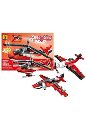 Kız Erkek Çocuk Oyuncak Ausini Assembling Master 3 in 1 265 Parça Hava Araçları Seti Kız Erkek Çocuk