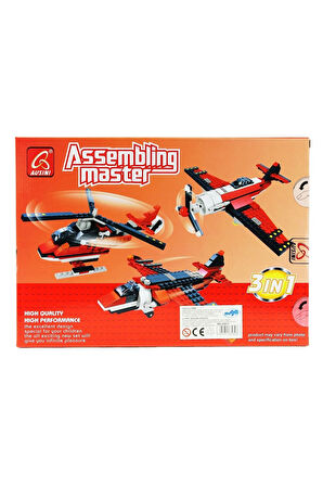 Kız Erkek Çocuk Oyuncak Ausini Assembling Master 3 in 1 265 Parça Hava Araçları Seti Kız Erkek Çocuk