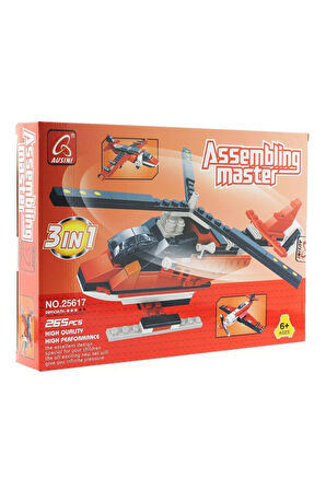 Kız Erkek Çocuk Oyuncak Ausini Assembling Master 3 in 1 265 Parça Hava Araçları Seti Kız Erkek Çocuk