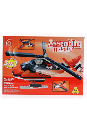 Kız Erkek Çocuk Oyuncak Ausini Assembling Master 3 in 1 265 Parça Hava Araçları Seti Kız Erkek Çocuk