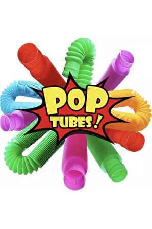 Kız Erkek Çocuk Eğlenceli Oyuncaklar Pop Tubes 2Adet Rengarenk Popit Boru