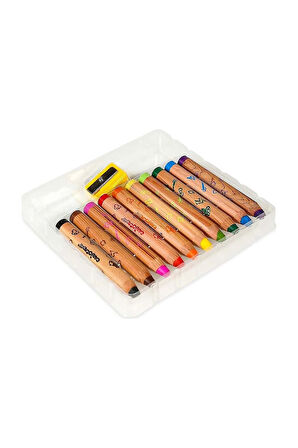 Kız Erkek Çocuk Oyuncak Carioca Baby ''3 in 1'' Jumbo Ahşap Gövdeli Boya Kalemi 10'lu Kız Erkek Çocu