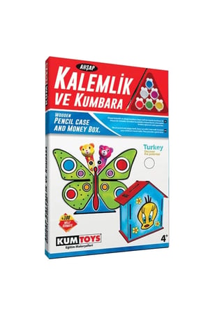 Kız Erkek Çocuk Oyuncak 5304 Ahşap Kalemlik ve Kumbara Seti Kız Erkek Çocuk Oyuncak Eğitici Oyuncakl