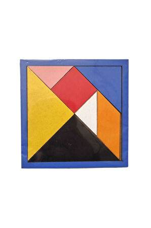 Kız Erkek Çocuk Eğlenceli Oyuncaklar Ahşap Tangram Zeka Oyunu 6mm 14x14cm 3Adet