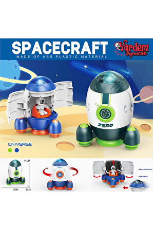 Kız Erkek Çocuk Oyuncak MG-D400-44 Sürtmeli Astronotlu Uzay Roketi Kız Erkek Çocuk Oyuncak Eğitici O