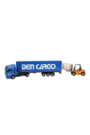 Kız Erkek Çocuk Oyuncak Kutulu Sürtmeli Forklift ve Mavi Tır Kız Erkek Çocuk Oyuncak Eğitici Oyuncak