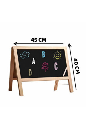 Kız Erkek Çocuk Oyuncak 2243 Manyetik Çift Taraflı Masaüstü Ahşap Yazı Tahtası -Dıytoy Kız Erkek Çoc
