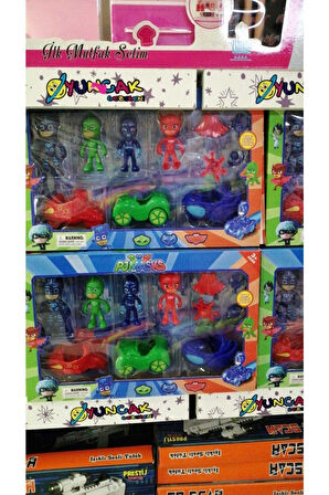 Kız Erkek Çocuk Eğlenceli Oyuncaklar 7 Parça Figür Karakter Arabalı Oyuncak Araç Seti