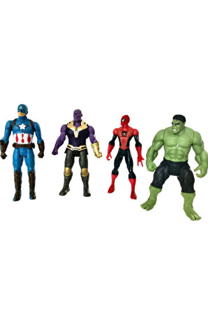 Kız Erkek Çocuk Eğlenceli Oyuncaklar Yenilmezler Thanos - Hulk - Captain America - Örümcek Adam 4'lü
