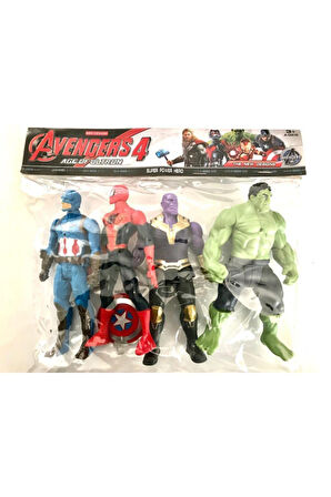 Kız Erkek Çocuk Eğlenceli Oyuncaklar Yenilmezler Thanos - Hulk - Captain America - Örümcek Adam 4'lü