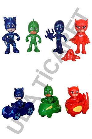 Kız Erkek Çocuk Eğlenceli Oyuncaklar Pijamaskeliler 4 Karakter 3 Görev Aracı 10 Lu Set