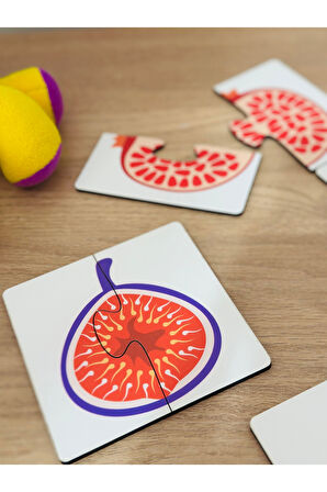 Meyveler Ahşap Meyveler Puzzle Ahşap Eğitici Oyuncak Montessori Ahşap Puzzle Çocuk Oyuncakları