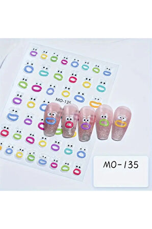 3 adet Kawaii Karikatür İfadeli Tırnak Çıkartmaları