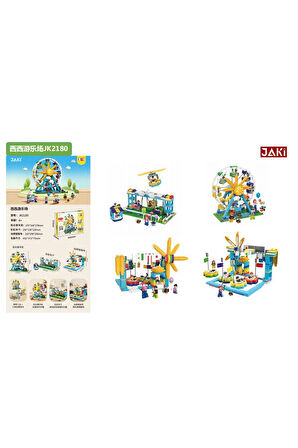 JK2180 Jaki Sissi'nin Eğlence Parkı 3IN1 Blok Seti -Vagon life Kız Erkek Çocuk Oyuncak Eğitici Oyunc