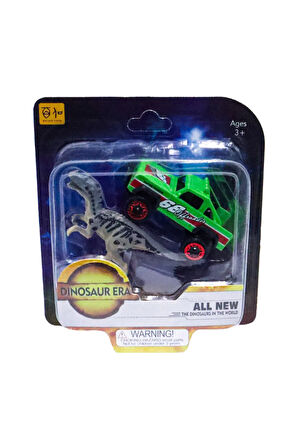 Die Cast Metal Yeşil Pikap ve Gri Dinozor Kız Erkek Çocuk Oyuncak Eğitici Oyuncaklar