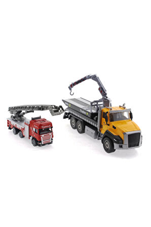 Die Cast Çek Bırak Vinçli Kurtarıcı ve Merdivenli İtfaiye Aracı Kız Erkek Çocuk Oyuncak Eğitici Oyun