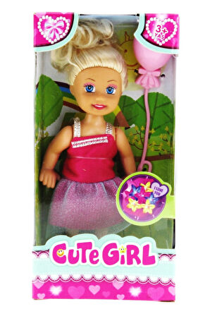 Cute Girl Pembe Balonlu Sarışın Mini Bebek Kız Erkek Çocuk Oyuncak Eğitici Oyuncaklar