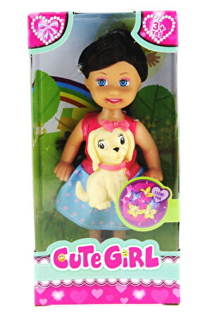 Cute Girl Sarı Köpekli ve Kumral Mini Bebek Kız Erkek Çocuk Oyuncak Eğitici Oyuncaklar