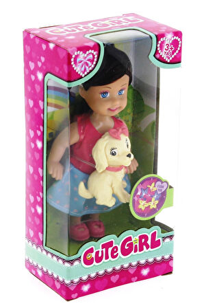 Cute Girl Sarı Köpekli ve Kumral Mini Bebek Kız Erkek Çocuk Oyuncak Eğitici Oyuncaklar