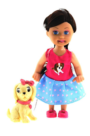 Cute Girl Sarı Köpekli ve Kumral Mini Bebek Kız Erkek Çocuk Oyuncak Eğitici Oyuncaklar