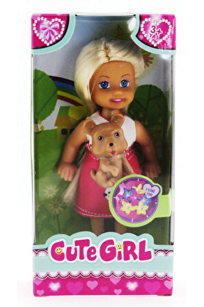 Cute Girl Kahverengi Köpekli ve Sarışın Mini Bebek Kız Erkek Çocuk Oyuncak Eğitici Oyuncaklar