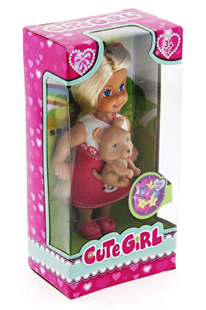 Cute Girl Kahverengi Köpekli ve Sarışın Mini Bebek Kız Erkek Çocuk Oyuncak Eğitici Oyuncaklar