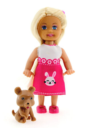 Cute Girl Kahverengi Köpekli ve Sarışın Mini Bebek Kız Erkek Çocuk Oyuncak Eğitici Oyuncaklar
