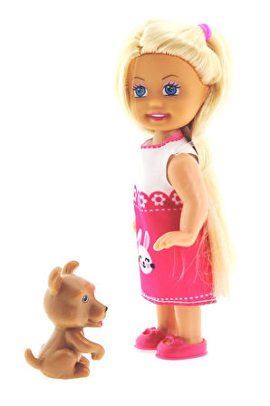 Cute Girl Kahverengi Köpekli ve Sarışın Mini Bebek Kız Erkek Çocuk Oyuncak Eğitici Oyuncaklar