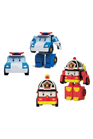 POLI MRT-674 Robocar Poli Mini Transforming Kasabanın Kurtarma Araçları 4lü Set Kız Erkek Çocuk Oyun