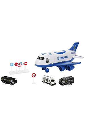 4347 Maxx Wheels Sesli ve Işıklı Sürtmeli Polis Uçağı -Sunman Kız Erkek Çocuk Oyuncak Eğitici Oyunca
