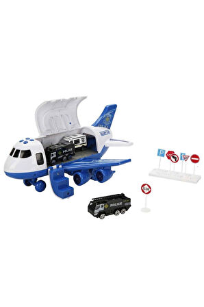 4347 Maxx Wheels Sesli ve Işıklı Sürtmeli Polis Uçağı -Sunman Kız Erkek Çocuk Oyuncak Eğitici Oyunca
