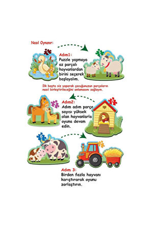 1734 Dıytoy, Baby Puzzle- İlk Çiftlik Puzzle Kız Erkek Çocuk Oyuncak Eğitici Oyuncaklar