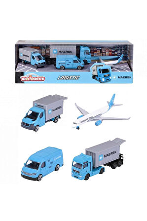 Majorette Maersk Temalı Lojistik 4'lü Koleksiyon Paketi Kız Erkek Çocuk Oyuncak Eğitici Oyuncaklar
