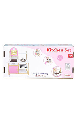 T1011 Ahşap Çocuk Mutfağı (LED yoktur) Kız Erkek Çocuk Oyuncak Eğitici Oyuncaklar