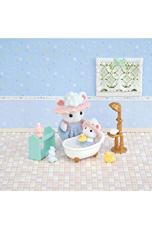 5805 Sylvanian Families Kardeşler Banyo Zamanı Seti +3 yaş Kız Erkek Çocuk Oyuncak Eğitici Oyuncakla