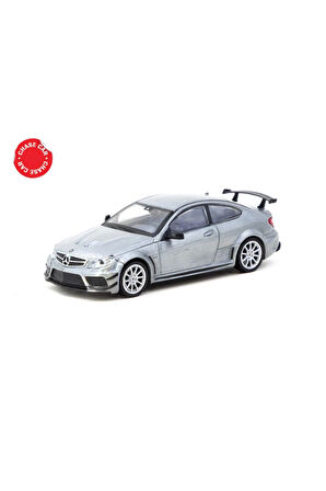 Tarmac Works 1/64 Mercedes-Benz C 63 AMG Coupé Black Series Silver Metallic Kız Erkek Çocuk Oyuncak