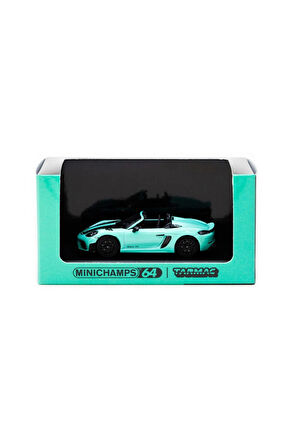Tarmac Works x Minichamps 1/64 Porsche 718 Spyder RS Mint Green Kız Erkek Çocuk Oyuncak Eğitici Oyun