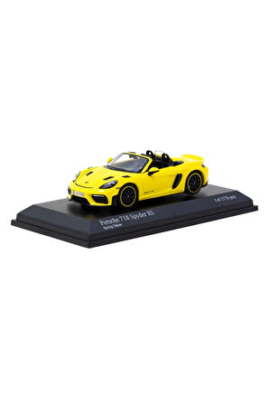 Tarmac Works x Minichamps 1/64 Porsche 718 Spyder RS Racing Yellow Kız Erkek Çocuk Oyuncak Eğitici O