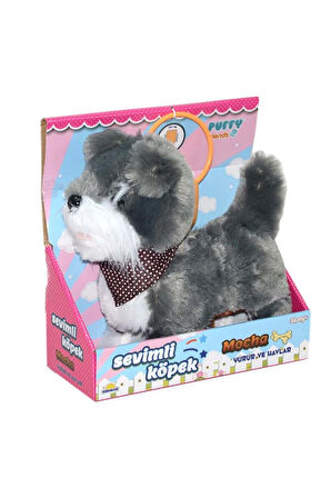 S00002859 YÜRÜYEN SEVİMLİ PELUŞ KÖPEK GRİ-SUN Kız Erkek Çocuk Oyuncak Eğitici Oyuncaklar