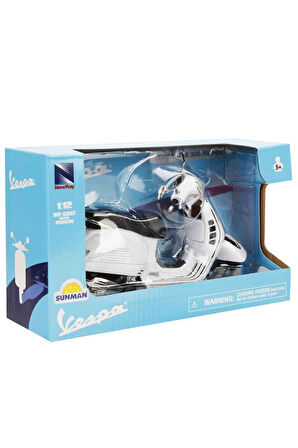 57243 SUN- Vespa GTS 300 Super Beyaz Motor 1:12 Kız Erkek Çocuk Oyuncak Eğitici Oyuncaklar
