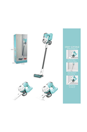 LS8807Q Vardem Dikey Elektrik Süpürgesi Kapalı Kutu Yeşil-Gri 3 in1 Kız Erkek Çocuk Oyuncak Eğitici