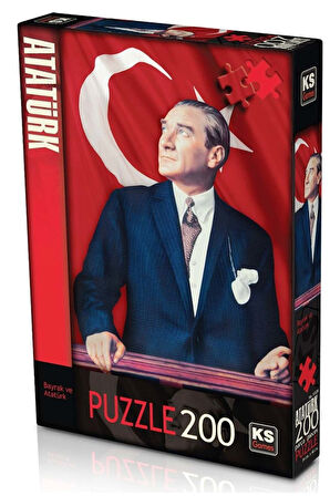 KS Puzzle 200 Parça Bayrak ve Atatürk Kız Erkek Çocuk Oyuncak Eğitici Oyuncaklar