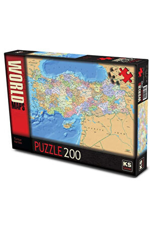 KS Puzzle 200 Parça Türkiye Siyasi Haritası Kız Erkek Çocuk Oyuncak Eğitici Oyuncaklar