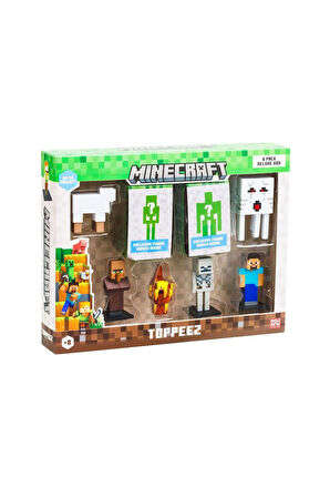 PMI MC2070 Minecraft 3D Figür Toppeez 8li Delüks Set Kız Erkek Çocuk Oyuncak Eğitici Oyuncaklar